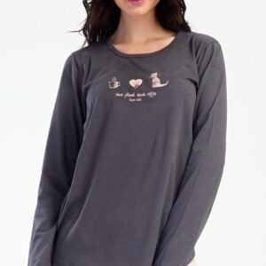 Dámské pyžamo dlouhé Vienetta Secret Kočka