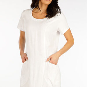 Dámské lněné šaty Litex 5F100 bílé