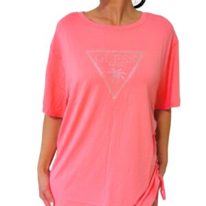 Dámské růžové volnější triko Guess E4GI00