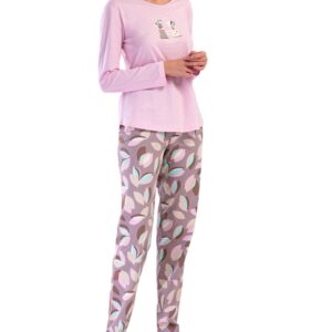 Dámské růžové dlouhé pyžamo vienetta Secret Klárka