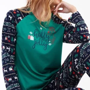Dámské pyžamo dlouhé Vienetta Secret Holly Jolly