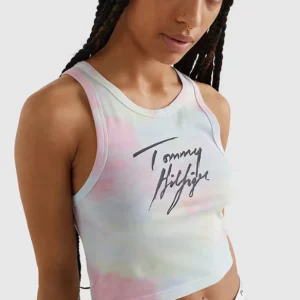 Dámské tílko Tommy Hilfiger UW0UW03626 CROPPED TANK PRINT