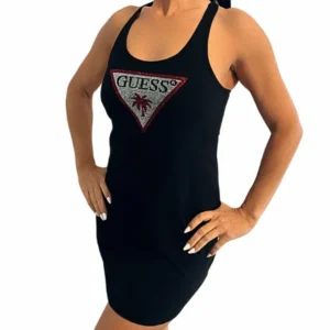 Dámské tílkové šaty Guess E5GP01 Rhinestone černé
