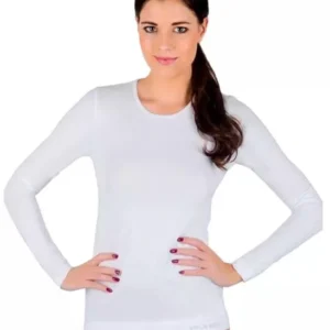 Dámské tričko Brubeck Cotton LS00900W dlouhý rukáv bílé