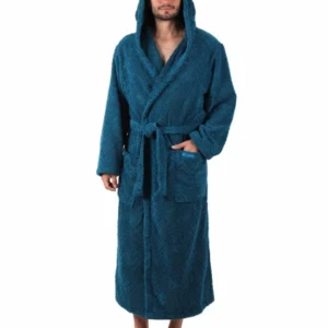 Unisex župan Vestis Athena 3116 petrolejový s kapucí